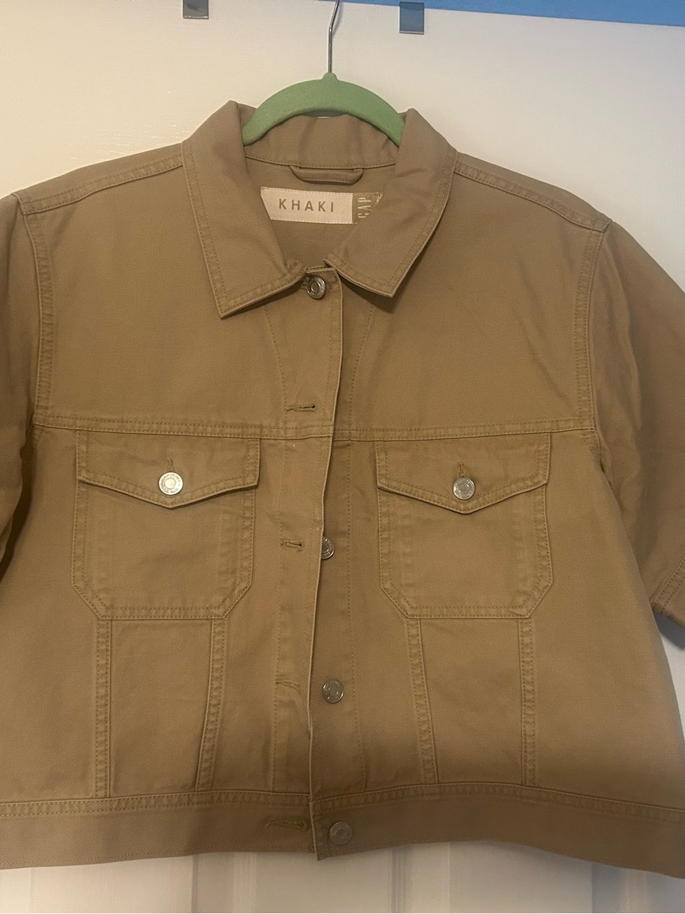 Gap Khaki Cotton Utility Jacket in Tan color Short Sleeve XL